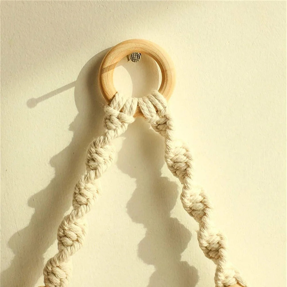 Macrame Hanging Shelf Boho Wall Decor Rustic Wood Floating Shelf
