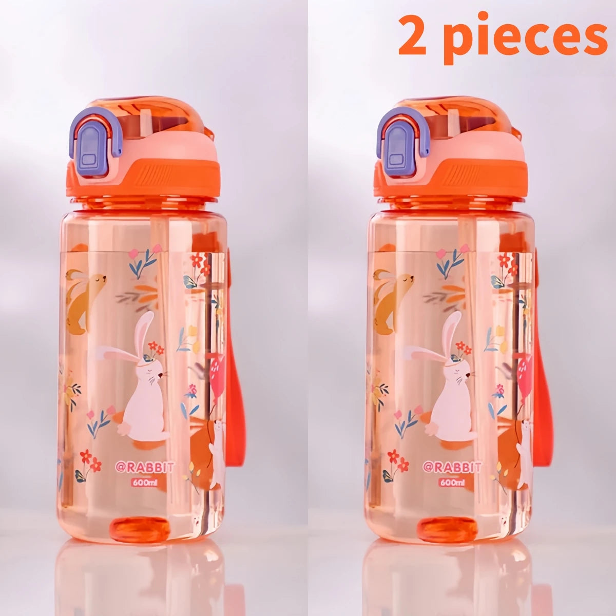 600ml Dinosaur Kids Water Bottle with Straw