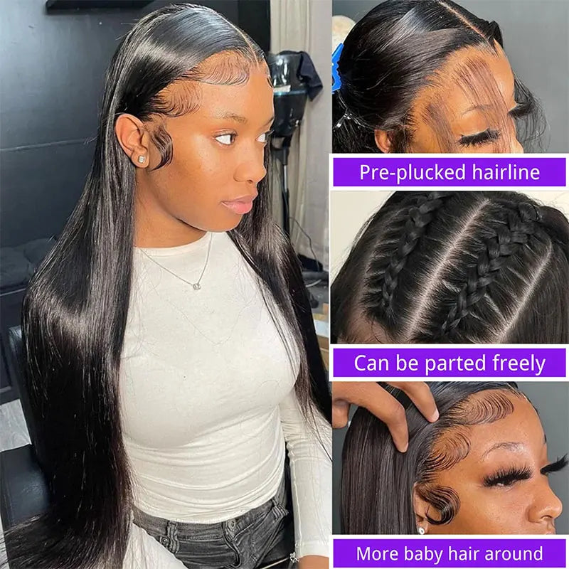 Bone Straight Human Hair Wig – HD Lace Front Glueless Wig for Women