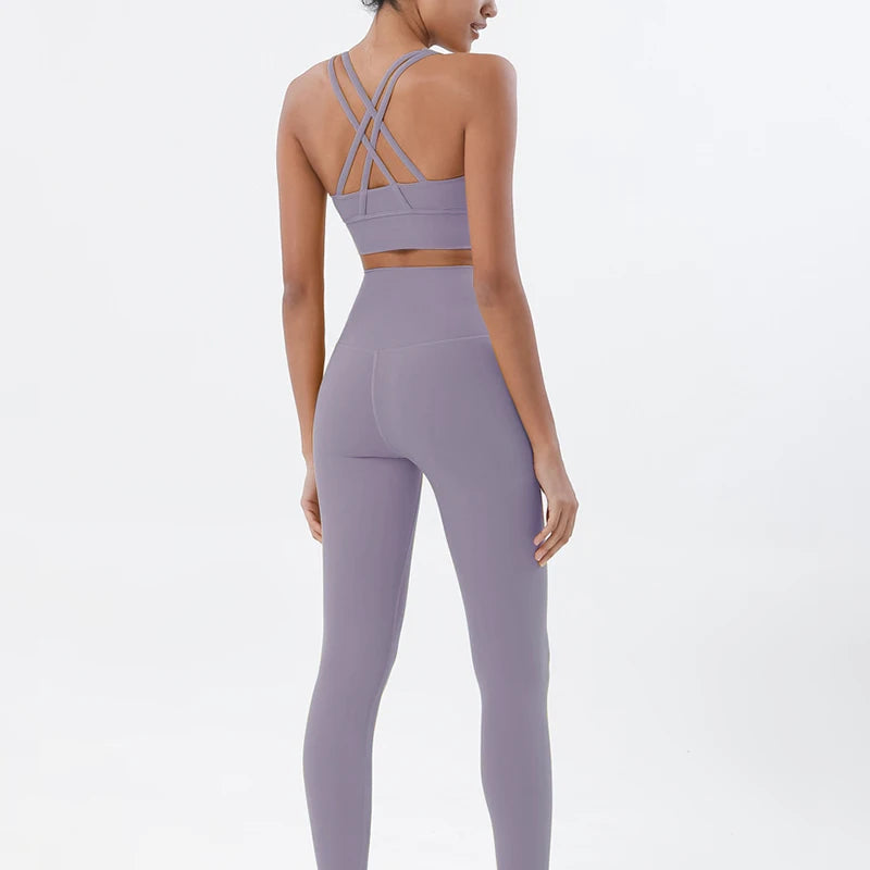 Women Seamless Gym Set Sports Bra & Leggings Fitness Yoga Workout Outfit