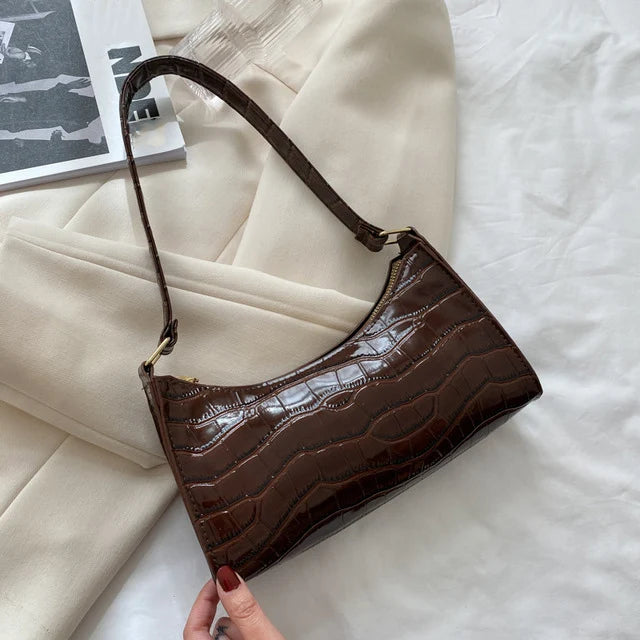 Women Alligator PU Leather Underarm Shoulder Bag