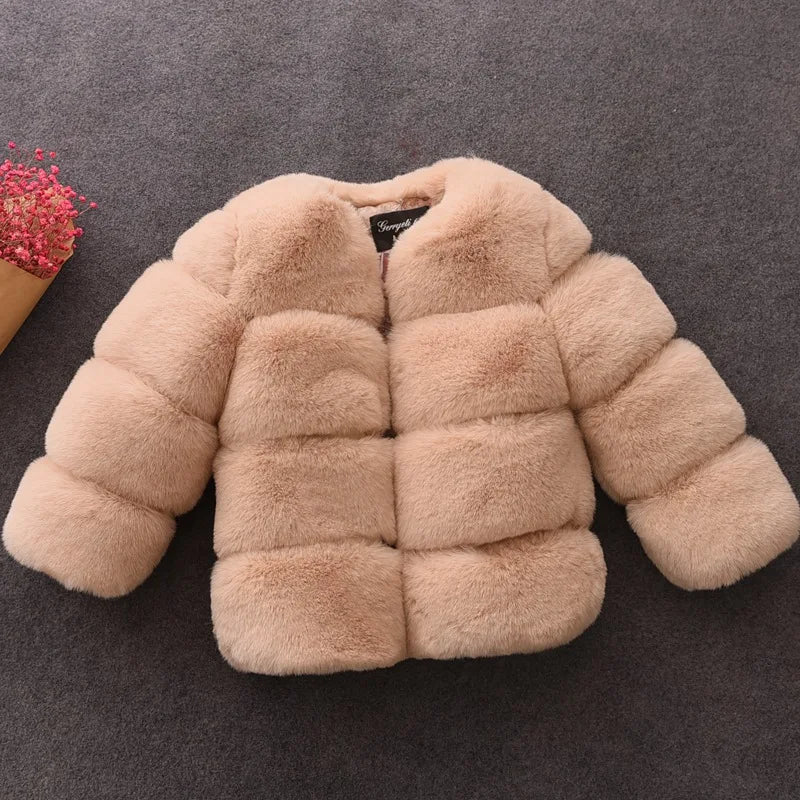 Girls Faux Fur Winter Coat Warm Kids Jacket