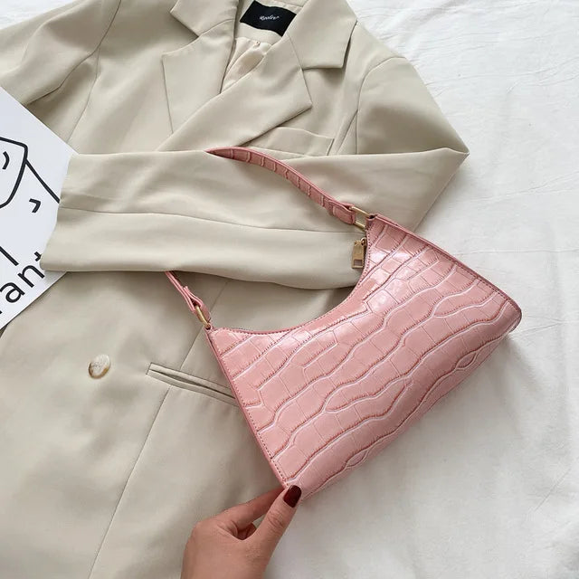 Women Alligator PU Leather Underarm Shoulder Bag