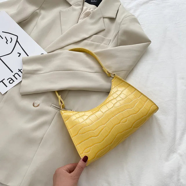 Women Alligator PU Leather Underarm Shoulder Bag