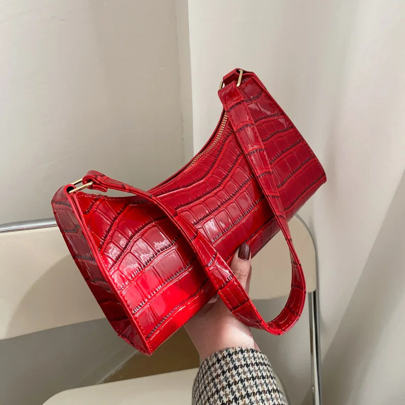 Women Alligator PU Leather Underarm Shoulder Bag