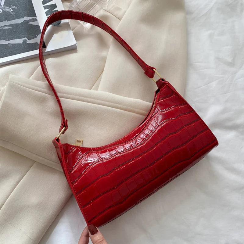 Women Alligator PU Leather Underarm Shoulder Bag