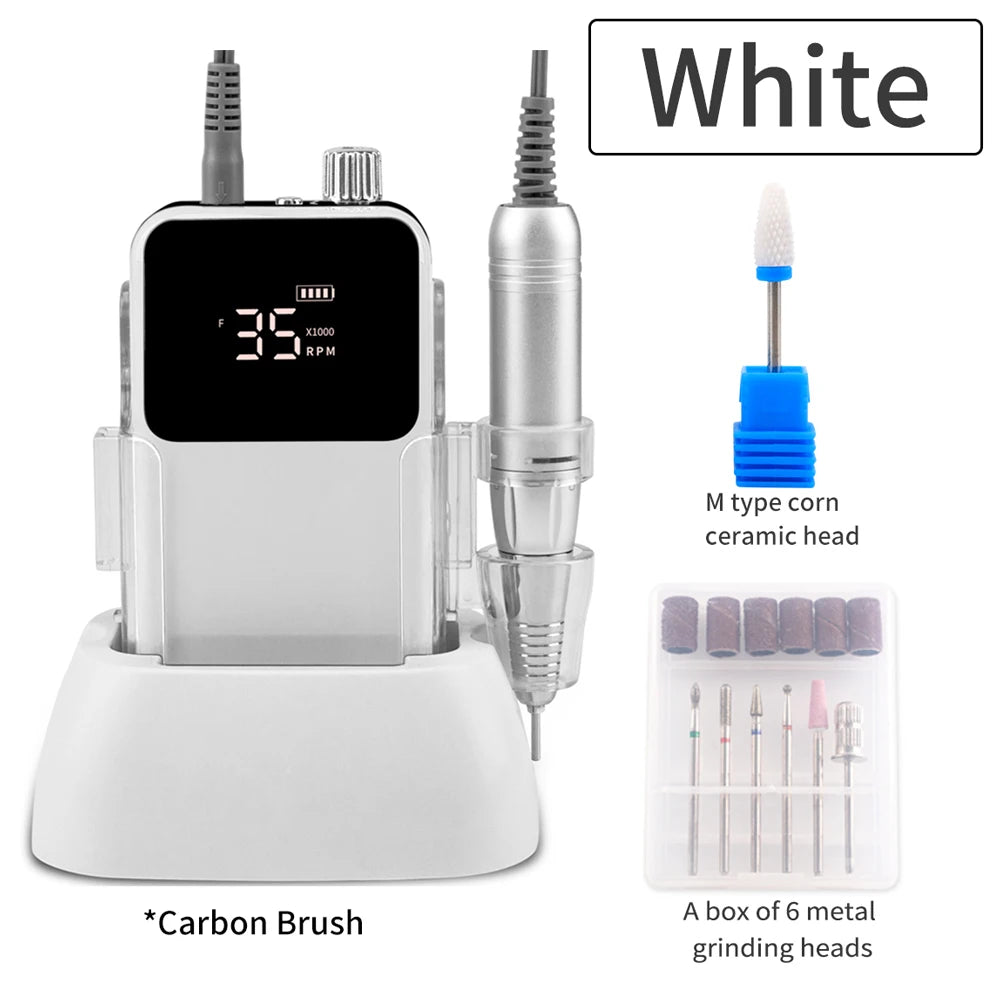 Rechargeable Nail Drill 35000RPM Cordless Manicure Pedicure Machine