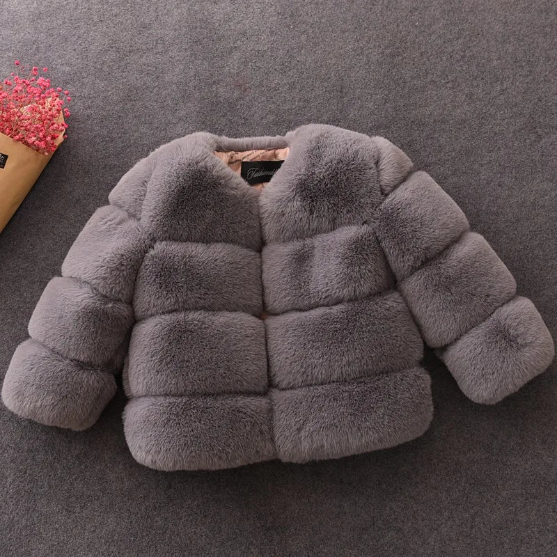 Girls Faux Fur Winter Coat Warm Kids Jacket