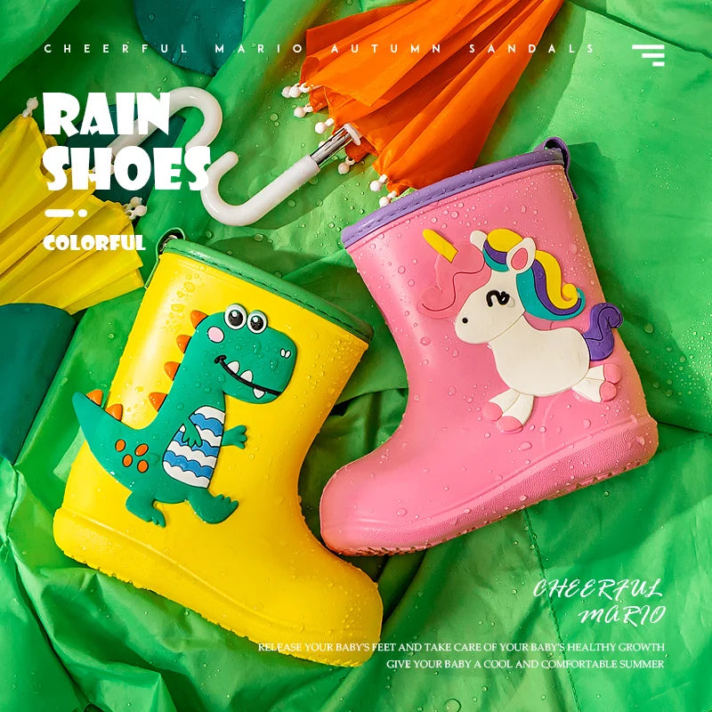 Kids Dinosaur EVA Rain Boots Waterproof Non Slip Shoes for Boys and Girls