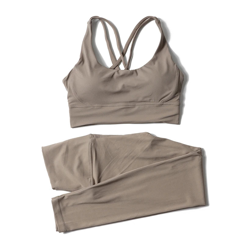 Women Seamless Gym Set Sports Bra & Leggings Fitness Yoga Workout Outfit