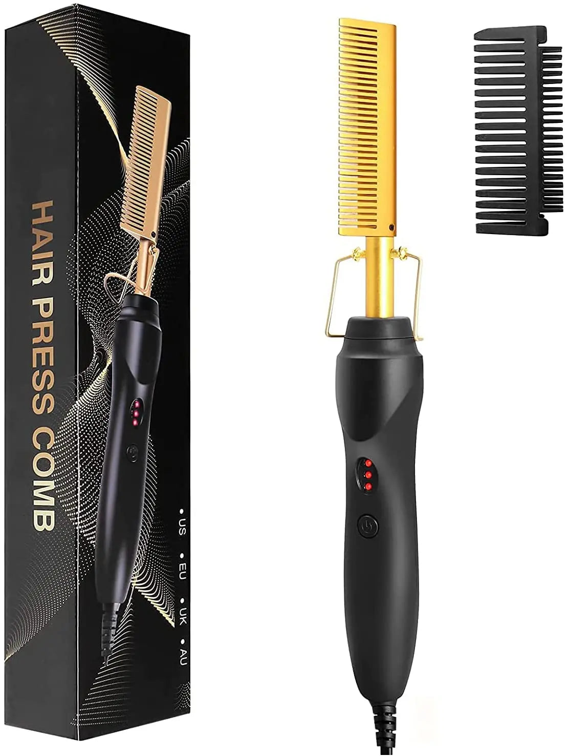 2-in-1 Hot Comb Hair Straightener Electric Fast Heating Anti Scald Beard Straightener Travel