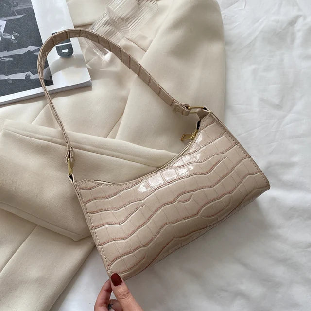 Women Alligator PU Leather Underarm Shoulder Bag
