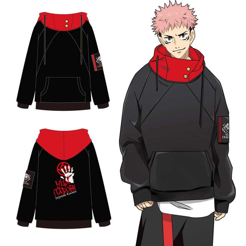 Unisex Anime Cosplay Hoodie Jacket Set Jujutsu Kaisen Gojo Satoru Itadori Costume Outfit