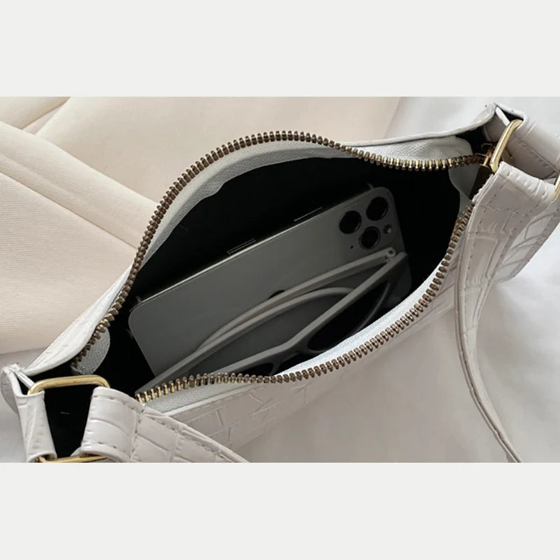 Women Alligator PU Leather Underarm Shoulder Bag