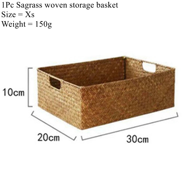 Seagrass Woven Basket Natural Rattan Storage for Kitchen & Home Decor