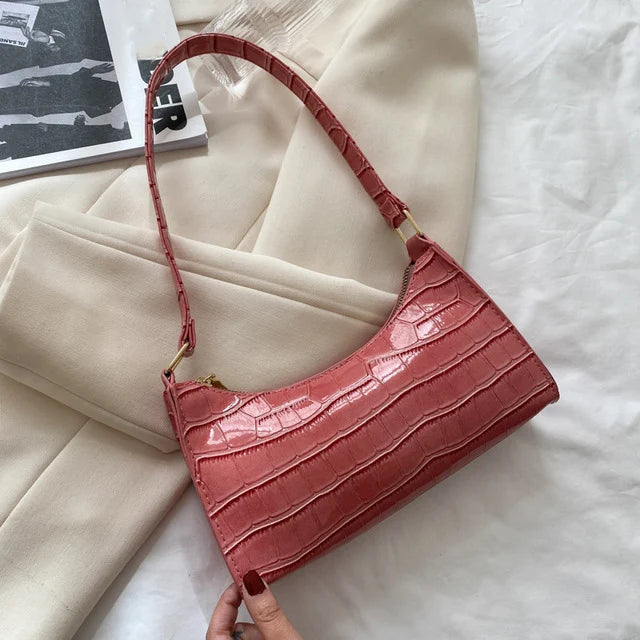 Women Alligator PU Leather Underarm Shoulder Bag