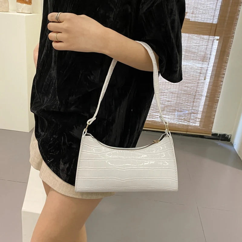 Women Alligator PU Leather Underarm Shoulder Bag
