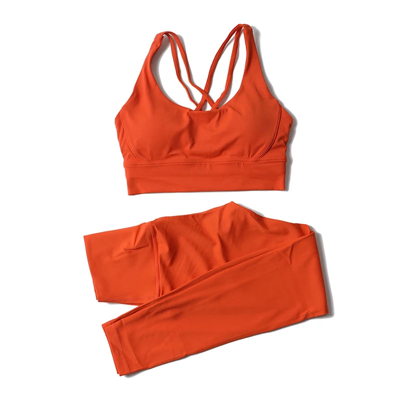 Women Seamless Gym Set Sports Bra & Leggings Fitness Yoga Workout Outfit