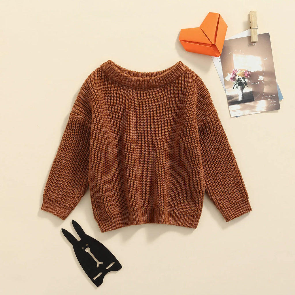 Baby Knit Sweater Long Sleeve Cotton Pullover for Newborns 0–9 Months