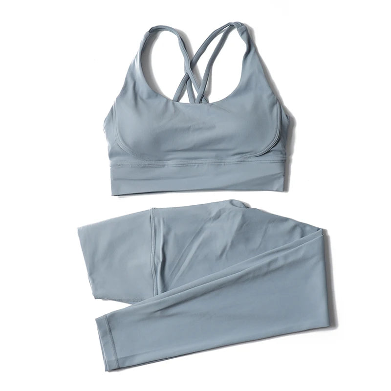 Women Seamless Gym Set Sports Bra & Leggings Fitness Yoga Workout Outfit