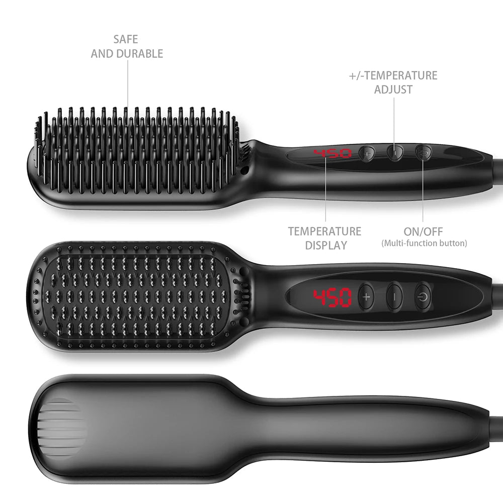 Heating Straightening Comb Beard Straightener Brush Men Fast Styling Smoothing Iron Comb