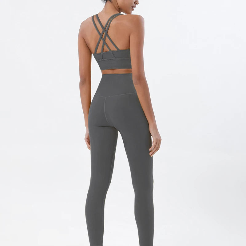 Women Seamless Gym Set Sports Bra & Leggings Fitness Yoga Workout Outfit
