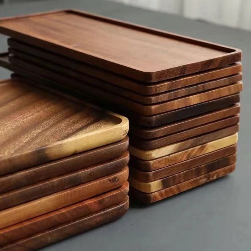 Natural Wooden Tray Rectangular Serving Plate for Fruit Snacks Home Hotel