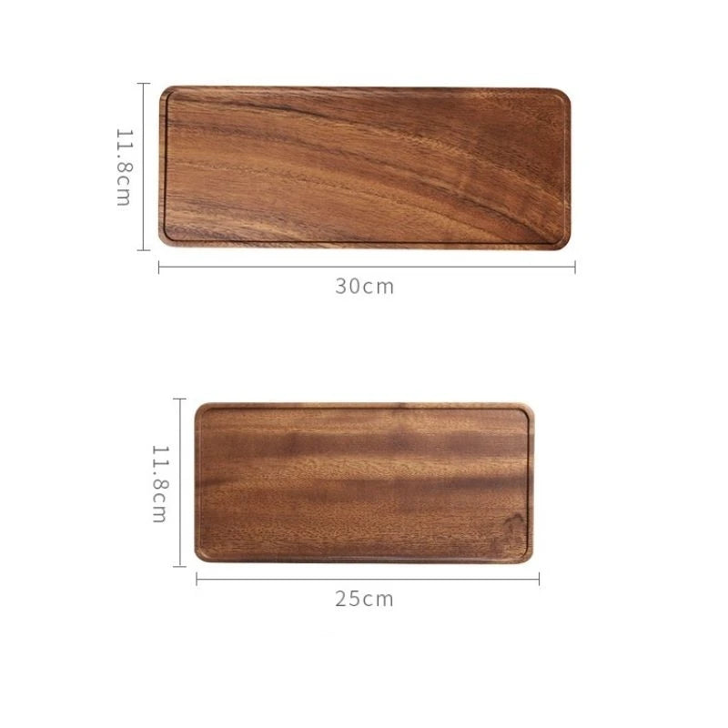 Natural Wooden Tray Rectangular Serving Plate for Fruit Snacks Home Hotel