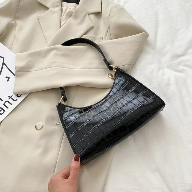 Women Alligator PU Leather Underarm Shoulder Bag