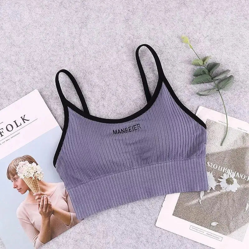 Women Cotton Sports Bra Crop Top Gym Underwear