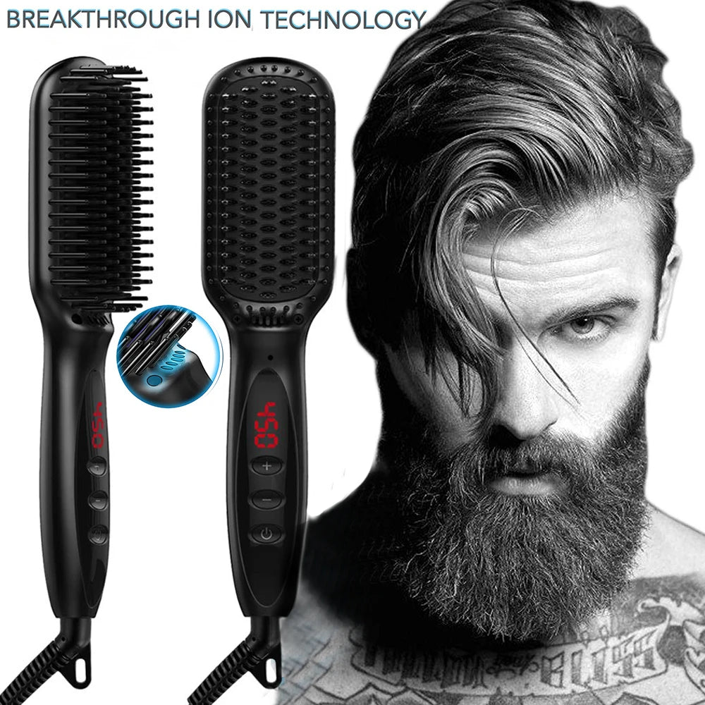 Heating Straightening Comb Beard Straightener Brush Men Fast Styling Smoothing Iron Comb