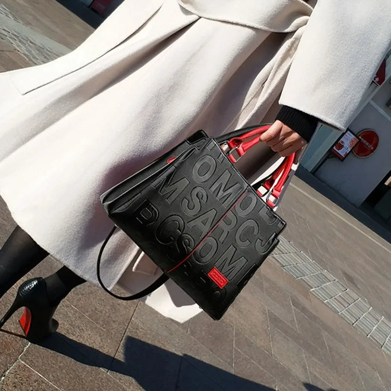 Women PU Leather Crossbody Tote Bag Large Capacity Handbag