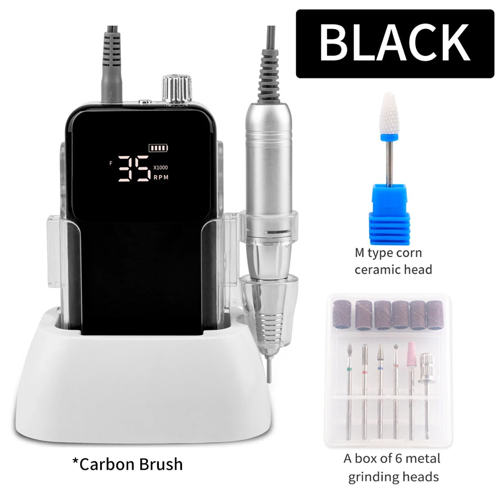Rechargeable Nail Drill 35000RPM Cordless Manicure Pedicure Machine