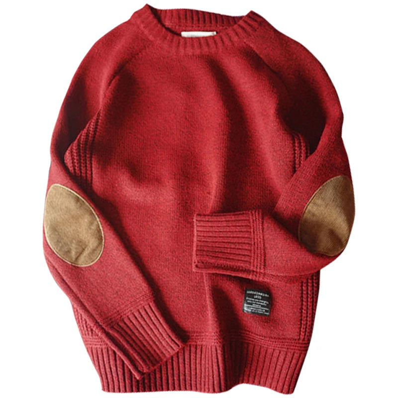 Men Oversize Wool Sweater O Neck Knitted Pullover Casual Streetwear