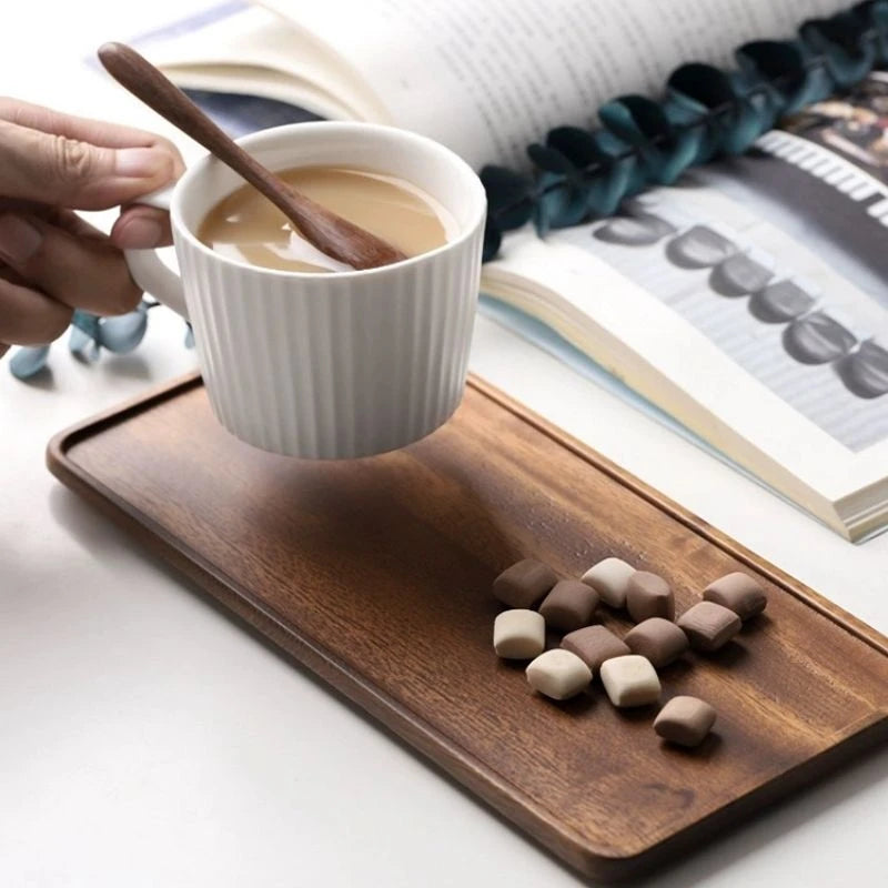 Natural Wooden Tray Rectangular Serving Plate for Fruit Snacks Home Hotel