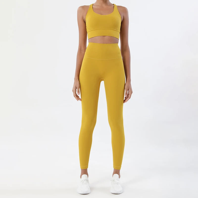 Women Seamless Gym Set Sports Bra & Leggings Fitness Yoga Workout Outfit