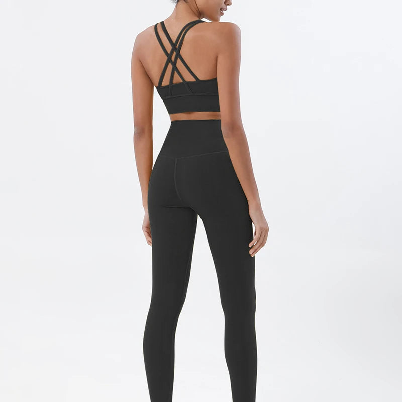 Women Seamless Gym Set Sports Bra & Leggings Fitness Yoga Workout Outfit