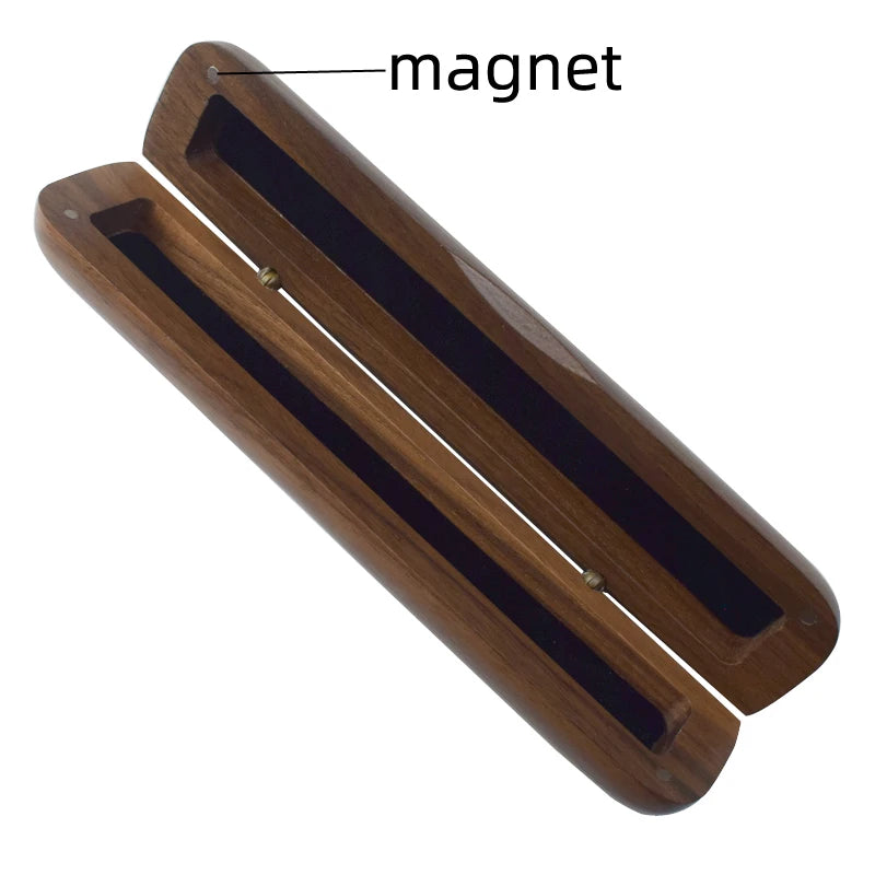 Walnut Wood Pen Box Handmade Magnetic Single Pen Case Portable Storage