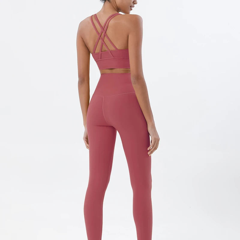 Women Seamless Gym Set Sports Bra & Leggings Fitness Yoga Workout Outfit