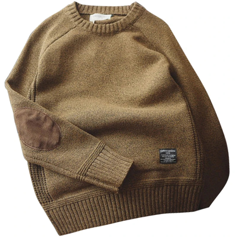 Men Oversize Wool Sweater O Neck Knitted Pullover Casual Streetwear