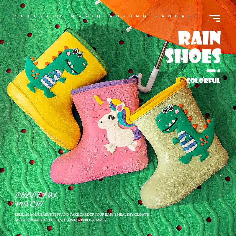 Kids Dinosaur EVA Rain Boots Waterproof Non Slip Shoes for Boys and Girls