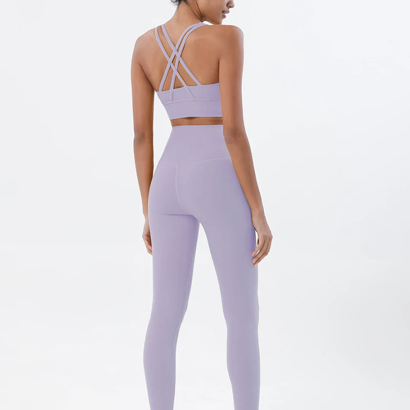 Women Seamless Gym Set Sports Bra & Leggings Fitness Yoga Workout Outfit