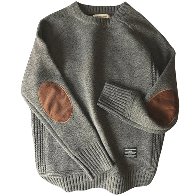Men Oversize Wool Sweater O Neck Knitted Pullover Casual Streetwear