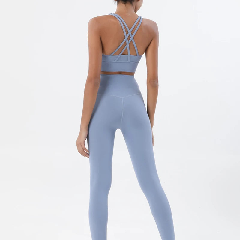 Women Seamless Gym Set Sports Bra & Leggings Fitness Yoga Workout Outfit