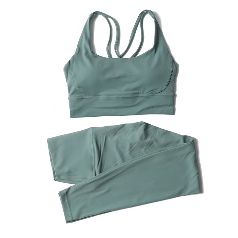 Women Seamless Gym Set Sports Bra & Leggings Fitness Yoga Workout Outfit