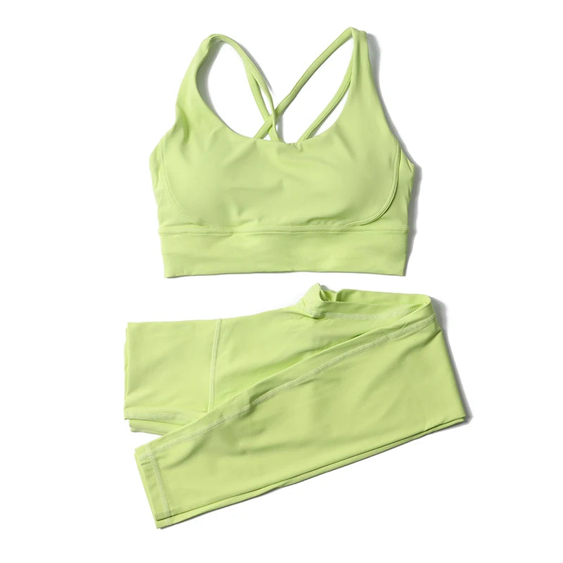 Women Seamless Gym Set Sports Bra & Leggings Fitness Yoga Workout Outfit