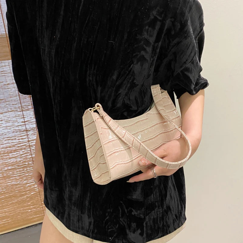 Women Alligator PU Leather Underarm Shoulder Bag