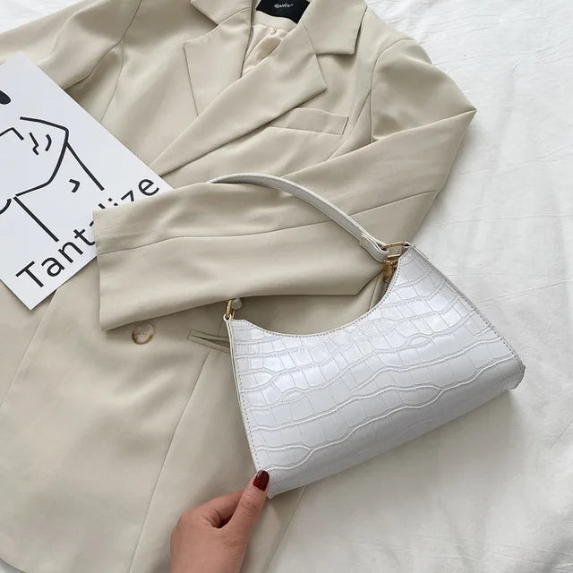 Women Alligator PU Leather Underarm Shoulder Bag