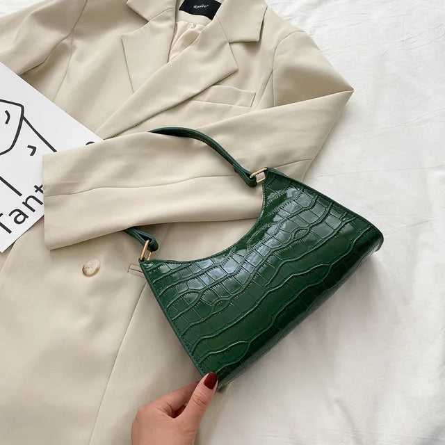 Women Alligator PU Leather Underarm Shoulder Bag