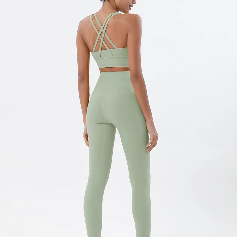Women Seamless Gym Set Sports Bra & Leggings Fitness Yoga Workout Outfit